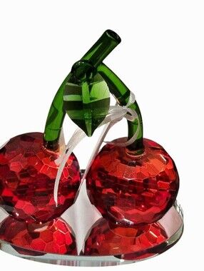 H & D Crystal Decorative Cherry Figurine